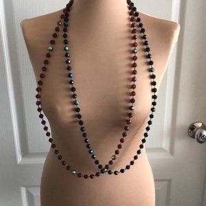 2 Bead Necklaces Red Wine & Black No Closure 4 Way Wearing and more